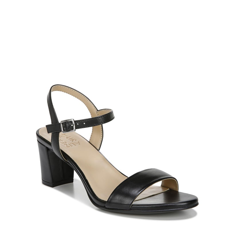 Naturalizer Womens Bristol Ankle Strap Chunky Block Heel Dress Sandal ,Black Smooth ,7M - Image 1